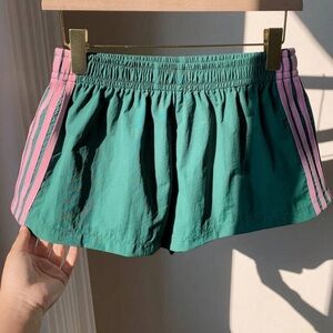 Green and Pink Striped Track Shorts | size Small | Brand New
